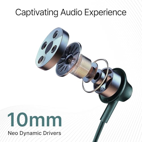 Image of pTron Tangentbeat in-Ear Wireless Headphones w /HD Mic, Deep Bass, 10mm Drivers, Clear Calls, BT5.0, Dual Device Pairing, Fast Charging, Magnetic Buds, Voice Assistant & IPX4 Neckband (Navy Green)