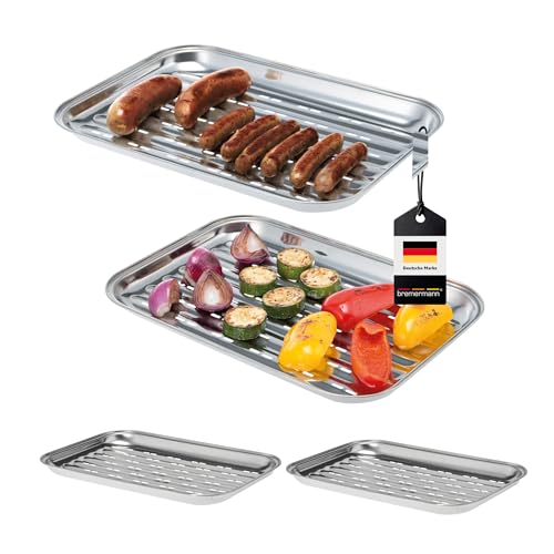 bremermann Grillschale, Grillpfanne Edelstahl, ca. 35 x 24,5 cm, 4 Stück