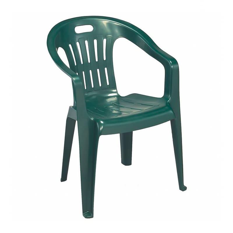 Mondo Viro Chaise d'extérieur en résine empilable fauteuil avec accoudoirs pour jardin et véranda (vert)