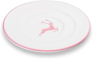 GMUNDNER KERAMIK - Plato de café Gourmet (diámetro de 16 cm, Hecho a Mano en Austria), diseño de Ciervo, Color Rosa