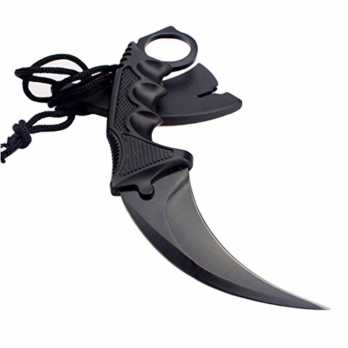 Wetop Karambit Knife, Tactical Combat Karambit Neck Knife, Cs-Go Stainless Steel Tactical Knife With Sheath And Cord, Nice Knife For Outdoor Survival, Camping(Pure Black) #TOP5