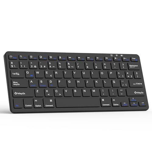 TQQ Teclado iPad, Teclado Español Ñ Bluetooth Recargable, para Tablet, iPad, iPad Air, iPad Pro, iPad Mini, iOS, Android y Windows