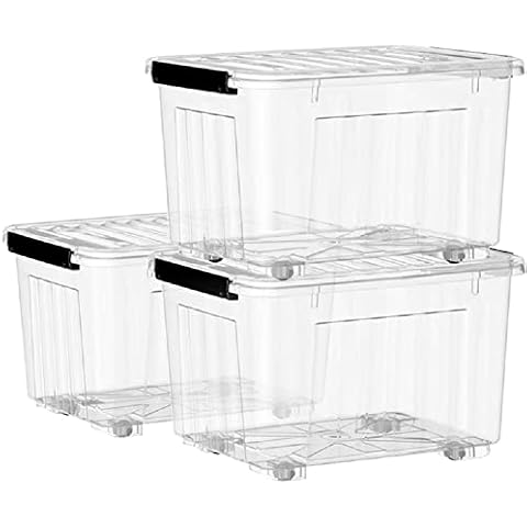 Cetomo C5037 Kunststoff Aufbewahrungsbox Klarsichtbehälter mit Deckel mit Rädern Cover