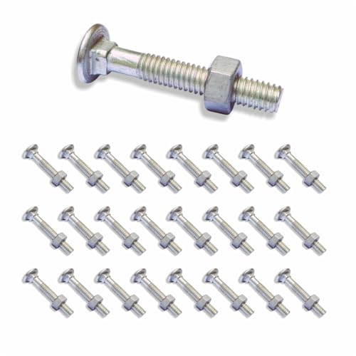 Image of Galvanized Carriage Bolts & Nuts Set for Chain Link Fence, 25 Pieces (5 /16 inch x1-1 /2)