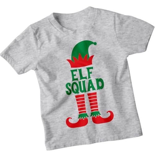 Image of Boys and Girls Elf Squad Christmas T-Shirt Tee for Kids #MC 9-11 Years Heather Grey
