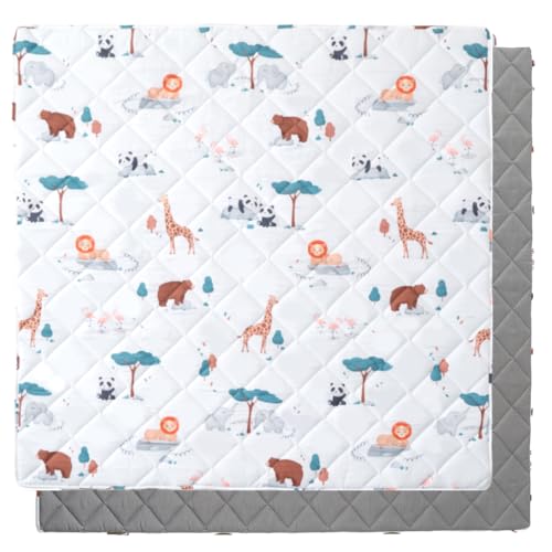 Image of Bunnikins & Clover Baby Play Mat for Floor, 50" x 50" Thicken Soft Play Mats, Foldable and Non Slip One-Piece Crawling Mat, Machine Washable Foam Play Mat for Babies, Toddlers Infants, Tummy Time