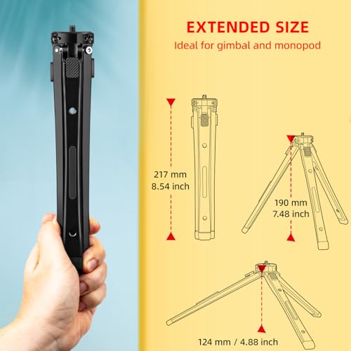 Image of Zeadio Metal Camera Tripod, Adjustable Desktop Tripod Stand, for Smooth 4, Vimble 2, Osmo Mobile, Ronin-S, Gimbal Handle Stabilizer and All Cameras