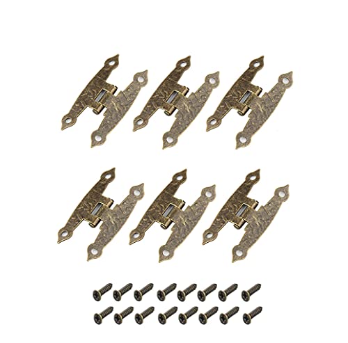 Ncheli 6 pcs Charnières Antiques,Charniere Decorative Charniere de Placard Bronze Rétro Charnières pour Armoires Portes d'armoires, Coffres, Boîtes