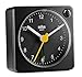 Braun Classic Travel Analogue Alarm Clock with Snooze and Light, Compact Size, Quiet Quartz Movement, Crescendo Beep Alarm in Black, Model BC02XB.