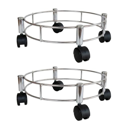 Image of Rincy 2 Pic Heavy Stainless Steel LPG Cylinder Trolley - 4-Wheel Kitchen Gas Stand for Smooth Movement (Heavy Gas Stand 2 Pcs)