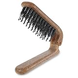 猪毛折りたたみ式ヘアブラシ、ポータブル折りたたみ式ポケットヘアブラシトラベルヘアブラシ、女性用、男性用ヘアスタイリングツール、カーリー、ストレート、ウェット、ドライヘア用 - 天然木カラー