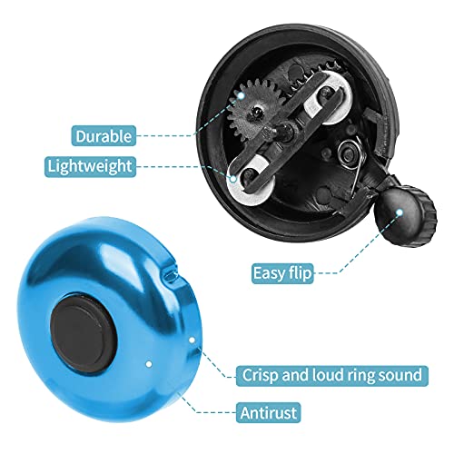 Classic Bike Bell, Aluminum Bicycle Bell, Loud Crisp Clear Sound Bicycle Bike Bell for Adults Kids(Blue-Right Hand Use)