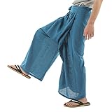 [沖縄技研] タイパンツ ヒモ仕様 ユニセックス メンズ レディース フィッシャーマンパンツ (ライトブルー)