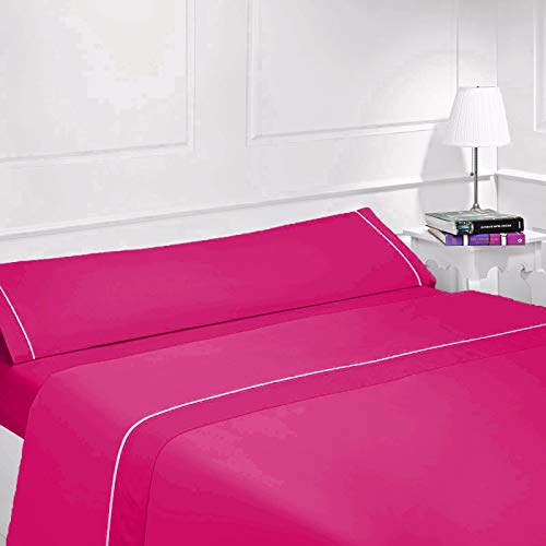 Energy Colors - Prado del Rey - Juego Sábanas 3 Piezas 135 Cama (Fucsia, 135_x_200_cm )