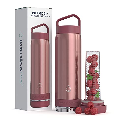 Infusion Pro Fruit Infuser Water Bottle - Vacuum Insulated (20 oz) Stainless Steel : Fruit Infusion Recipe eBook : Bottom Loading for More Flavor : Easy Cleaning : Great Gift