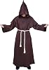 myir jun monk robe costume priest’s habit halloween costume with hood medieval hooded monks cowl for men