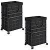 ELYKEN 2 Pack Rolling Laundry Hamper with Wheels, Durable Metal Wire Frame with Removable 70L/18.8Gal Capacity Inner Bag, Heavy Duty Laundry Basket with Machine Washable Liner Bag for Bathroom Bedroom