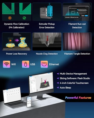 Image of FLASHFORGE Creator 5 4-Toolheads Multi Color 3D Printer with Camera & Light | Support 4 Colors /Multi Material, Less Waste, CoreXY 600mm /s High Speed, Auto Bed Leveling,320C Direct Extruder,256X256X256mm