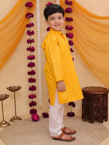 Image of AJ DEZINES Boys Cotton Full Sleeve Printed Kurta Pajama Set for Kids - Ethnic wear | Special Occasion & Traditional Outfit |Boys Kurta Pyjama Set - Regular Fit