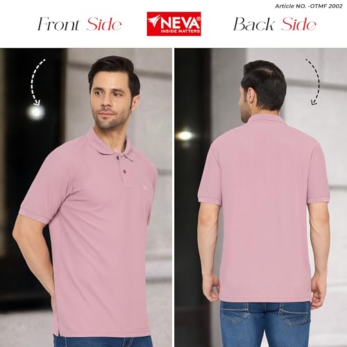 Image of NEVA Men's Regular Fit Half Sleeve Polo Neck T-Shirt with Chest Pocket