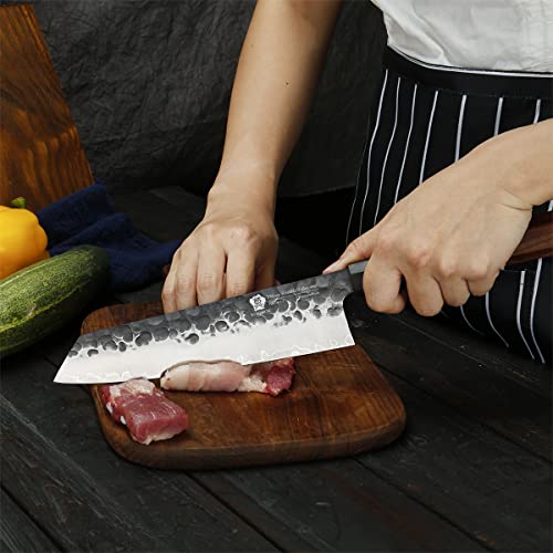 Wildmok Knife Block Set High Carbon 3 Layers 9Cr18Mov Clad Steel Forged 6 Piece Knife Set With Ash Wood Magnetic Knife Block #TOP6