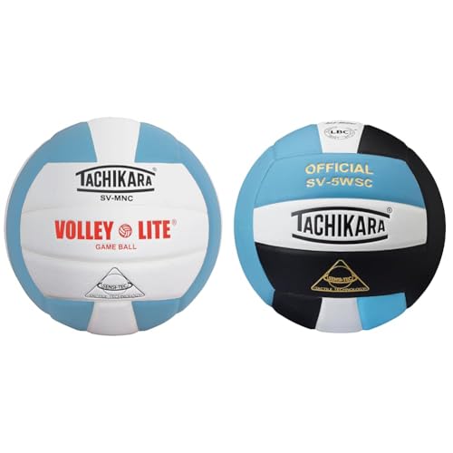 Tachikara Volley-Lite Additional Colors (EA) and Sensi-Tec® Composite Volleyball (Powder Blue/White/Black)