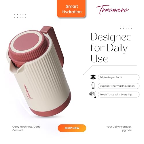 Image of Trueware Amaze ISI Certified Inner Steel Thermoware 750 ML Hot & Cold Flask Jug, BPA Free, Leak Proof, Ideal for Tea, Coffee, Water, Hot and Cold Beverages