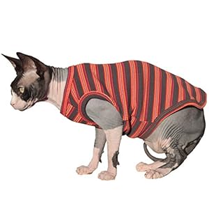 u/d Sphynx Haarlose Katzenbekleidung, atmungsaktiv, Sommerweste, Haustierkleidung, Katzen und kleine Hunde, Größe XL
