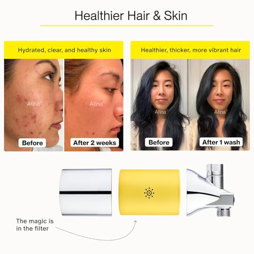 Afina Shower Filter – High Pressure Filtration for Healthier Hair & Skin, Reduces Hair Fall, Dry Itchy Skin, Dandruff, Eczema, Protects Colored Hair, Easy Install & Universal Fit, Chrome