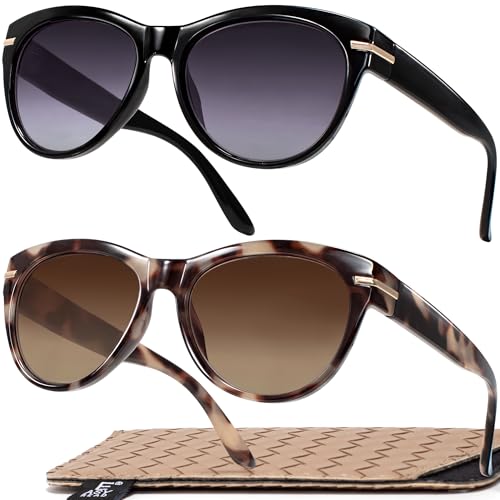 EASY READ 2 Pack Sunglasses for Women,Fashion Outdoor Womens Sunglasses with UV400 Protection