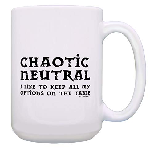 Gaming Gifts Chaotic Neutral I Like To Keep All My Options On The Table Rpg 15-Oz Mug Cup White #TOP22
