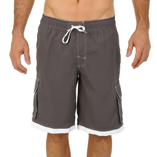 UZZI Men's Relax Long Cargo Swim Trunks4