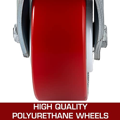 Image of VEVOR Caster Wheels Set of 4, 6 inch Heavy Duty Casters (2 Rigid and 2 Swivel Casters with Side Brake) Polyurethane Iron Core Plate 4000LBS Capacity