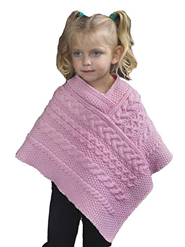 Aran Crafts Kid's Irish Cable Knitted Soft Cape Poncho (100% Merino Wool)