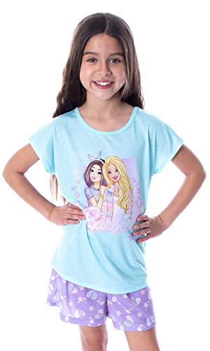 INTIMO Barbie Little Girls' Barbie Doll Unicorn Love Shirt and Shorts 2 PC Pajama Set