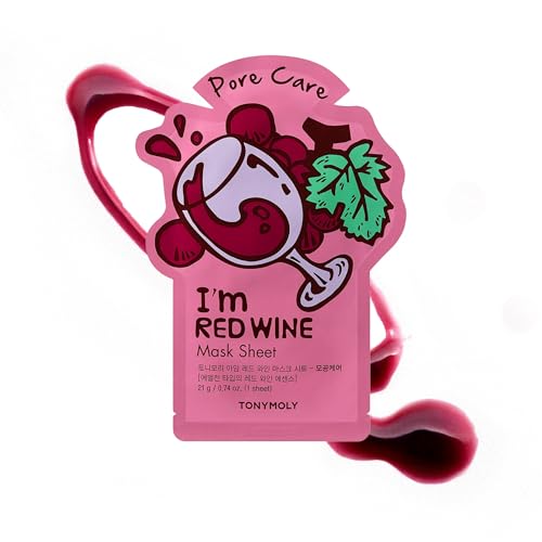 TONYMOLY I’m Red Wine Sheet Mask – Hydrating Korean Face Mask with Red Wine Extract, Vitamin-Infused Skincare, Moisturizing & Soothing, 1 Count
