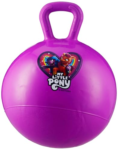 Image of Amazon Brand - Jam & Honey 18 inch My Little Pony Hopper Ball for Kids | Durable & Safe Bouncing Ball with Handles | Indoor Outdoor Fun Toy (Purple)