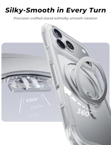 Image of MAGIC JOHN for iPhone 17 Pro Max Case with Stand, Fit for MagSafe | 360 Rotatable Stand, Mil-Grade Drop Proof, 18N Magnetic, Airbag Shockproof, Heavy Duty, Camera Control, Frosted White
