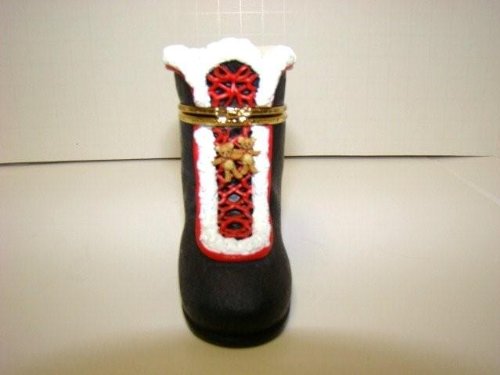 PipkaTeddy Bear Santa Boot Trinket Box