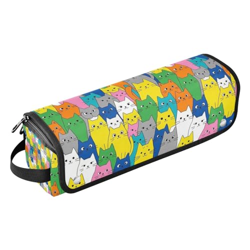 Bolsa de viaje para herramientas de cabello Hot Hair Tools y tapete resistente al calor impermeable portátil para planchas de pelo y accesorios de cuidado capilar con diseño colorido de gatos animados