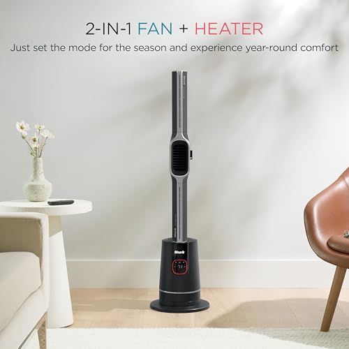Image of Shark TurboBlade Cool + Heat - 2-in-1 Bladeless Tower Fan & Space Heater for Customizable Year-Round Indoor Use, Bedroom, Living Room, & Office | Powerful Cooling + Rapid Room Heating, Charcoal, TH202