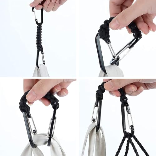 Image of BRAVESHINE Paracord Keychain Carabiner Clip, D Ring Lanyard Hanger Stroller Hook for Water Bottle, Key, Backpacks, Men, Women