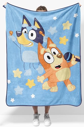 Jay Franco Kids Plush Throw Blanket Soft & Cozy Fleece Throw for Bedroom & Couch Dcor Official Licensed Product Blue - Bluey 40x50 - Travel Blanket