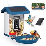 Smart Bird Feeder with Camera Solar Powered, 4K HD Video Bird House, AI Bird...