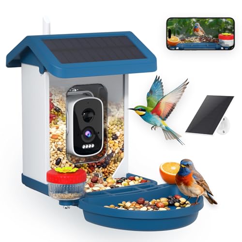 Smart Bird Feeder with Camera Solar Powered 4K HD Video Bird House AI Bird Species Identification Live Stream & Night Vision Auto-Capture & Notify Weatherproof Design Ideal Gifts for Lover