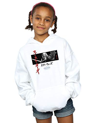 Absolute Cult Star Wars The Rise Of Skywalker Kylo Ren Katakana Art Stripe Girls Hoodie White 7-8 Years