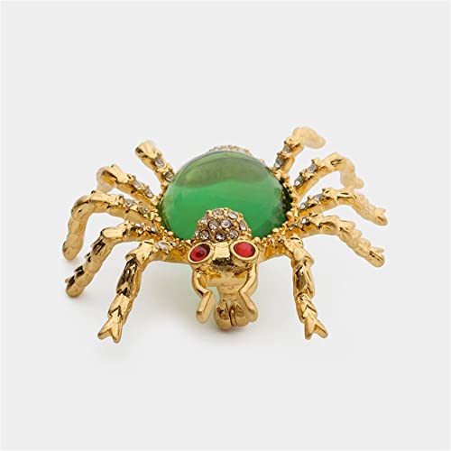 Inghome Vintage Glass Full Zircon Spider Shape Glass Brooch Transparent Emerald Green Brooch Clothing Accessories #TOP4