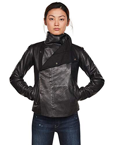 Veste en cuir G-STAR femme slim noire blouson col blazer tendance mode