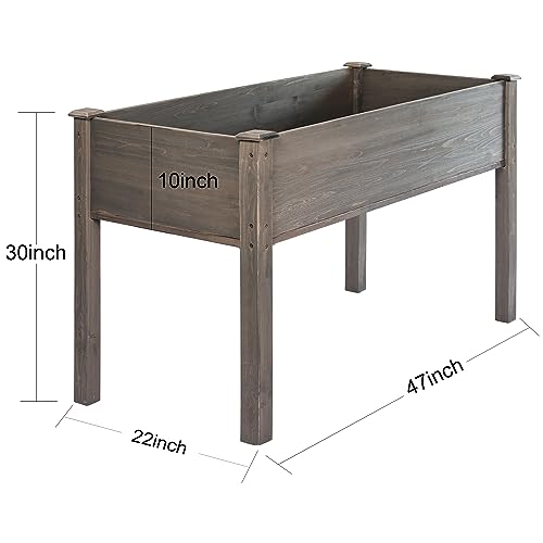 Lzrs 47X22X30 Inches Raised Garden Bed Elevated Wooden Planter Box Stand With Legs For Herbs,Vegetables,Flowers,Great For Outdoor Patio, Deck,220Lb Capacity,Grey #TOP1