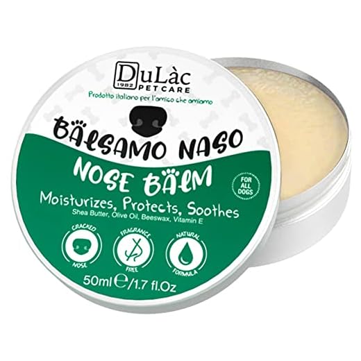 Balsamo Nariz Perro, 100% Natural y Sin Fragancias, 50ml, Made in Italy, Hidratante para Hocico Perro con Manteca De Karité, Vitamina E y Cera De Abejas, Crema Suavizante Perros, Dulàc Pet Care